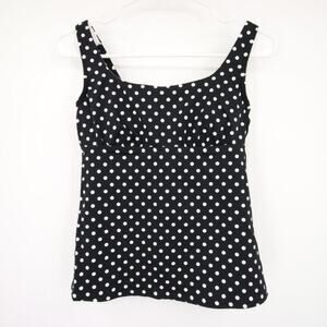 NWOT Lands End Black White Polka Dot Scoop Neck Tankini Swim Top Size 2P/D